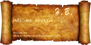 Héder Britta névjegykártya